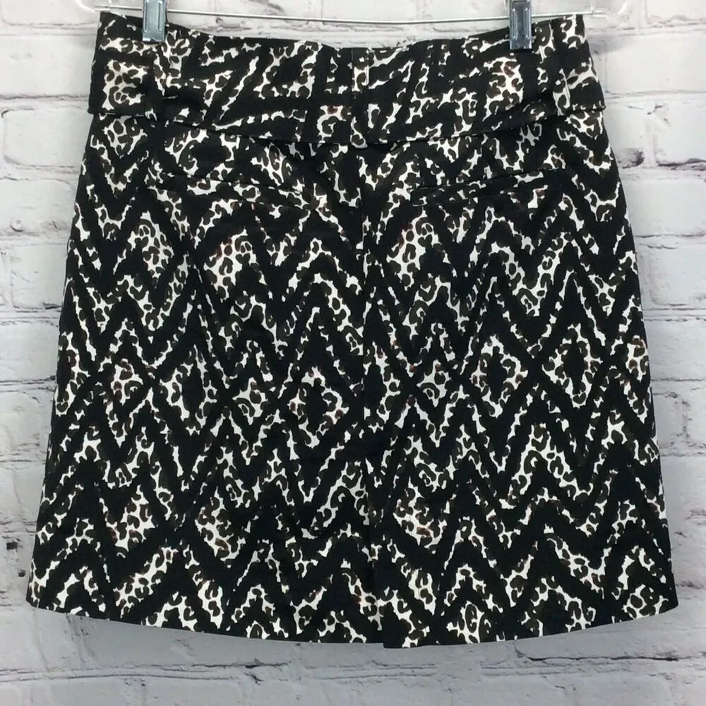Marie Oliver Mini Pencil Skirt Women's Sz 4 Multicolor Patterned Belted Textured